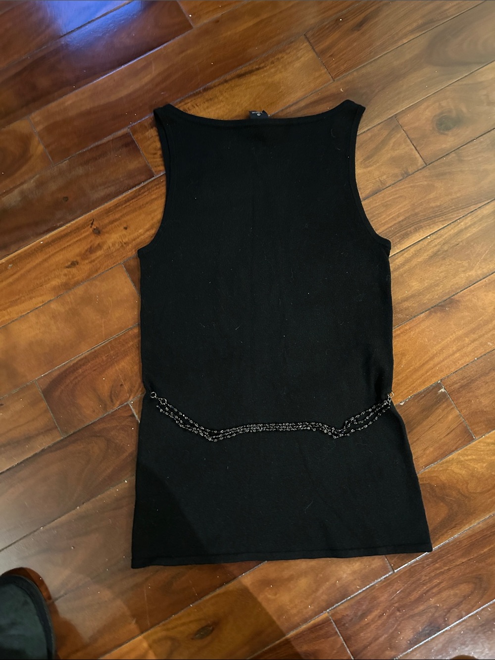 Vivienne Tam Black Sleeveless Tank with Decorative Chain